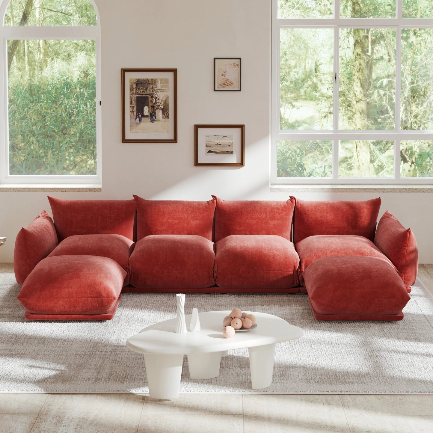 CN Guangdong Sectional Sofa Chenille U Shaped Comfort