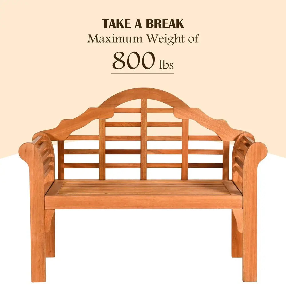 Folding Wooden Bench Outdoor Garden Patio High Backrest Crownlike