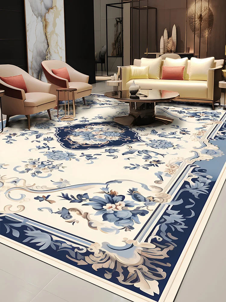 Pastoral Style Polyester Floor Rug for Living Room Bedroom