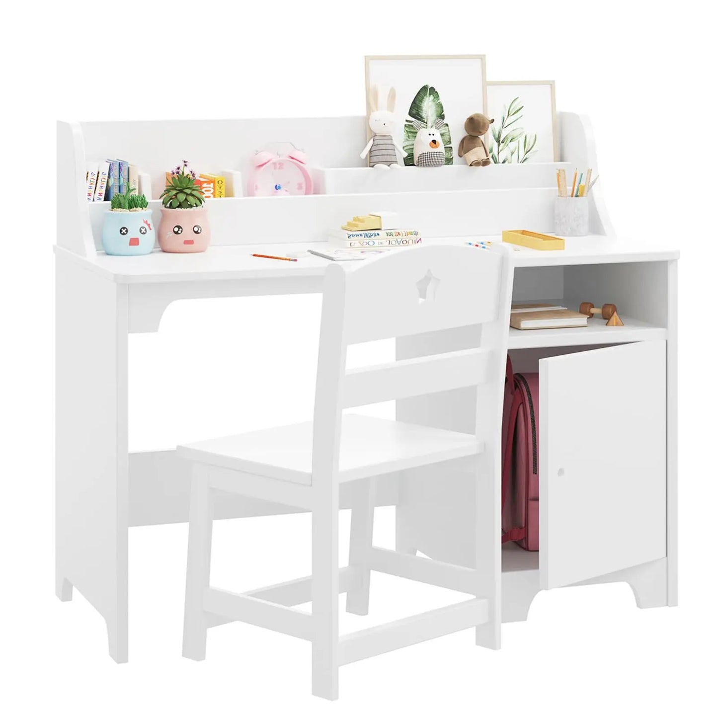 HiMISS Kids Study Desk with Chair and Hutch Organizer
