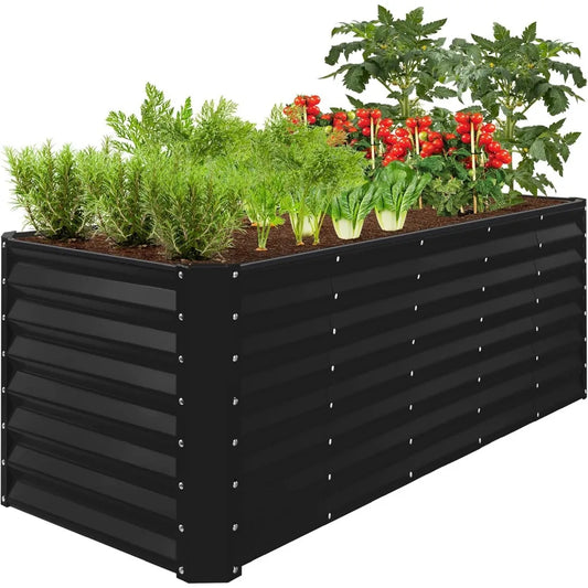 8x2x2ft Raised Metal Garden Bed Rectangular Planter Box for Herbs and Vegetables