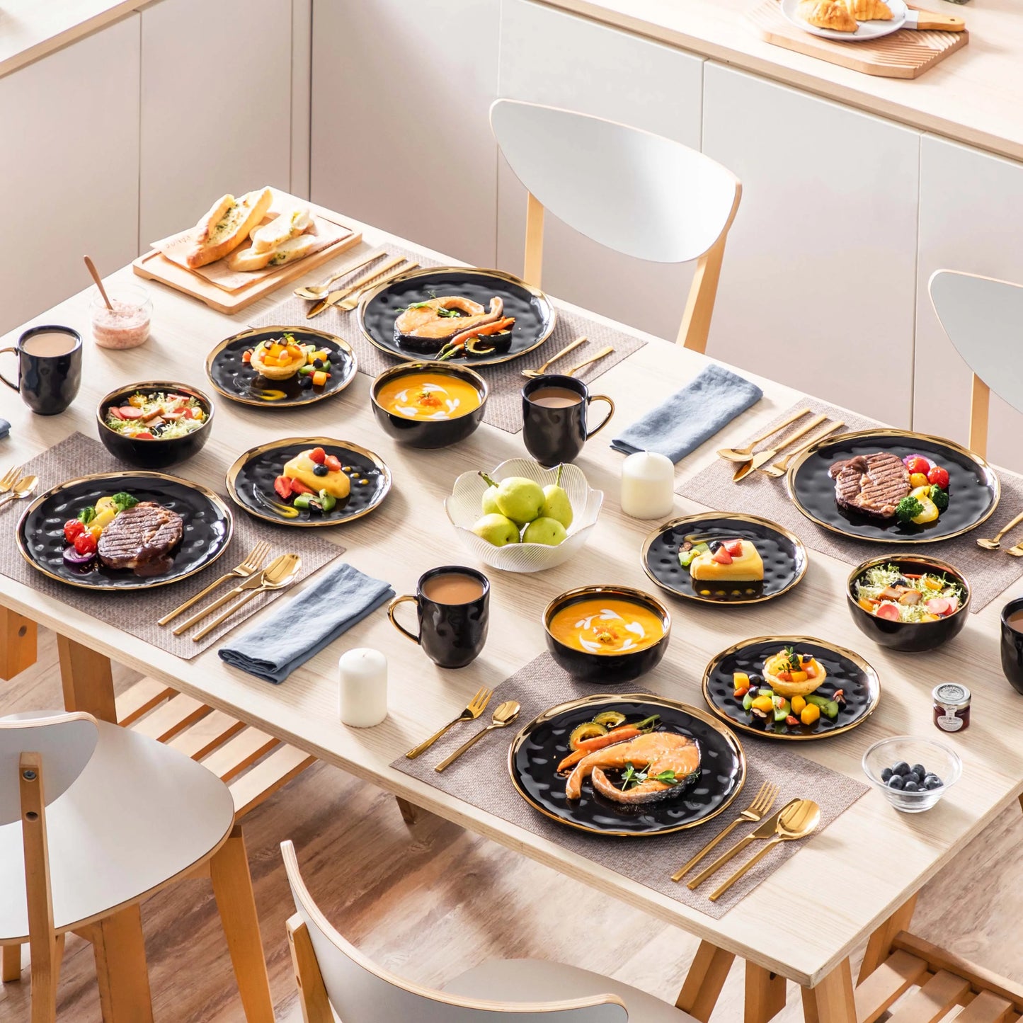 Malacasa Porcelain Dinnerware Set 16 32 Piece Gold Trim