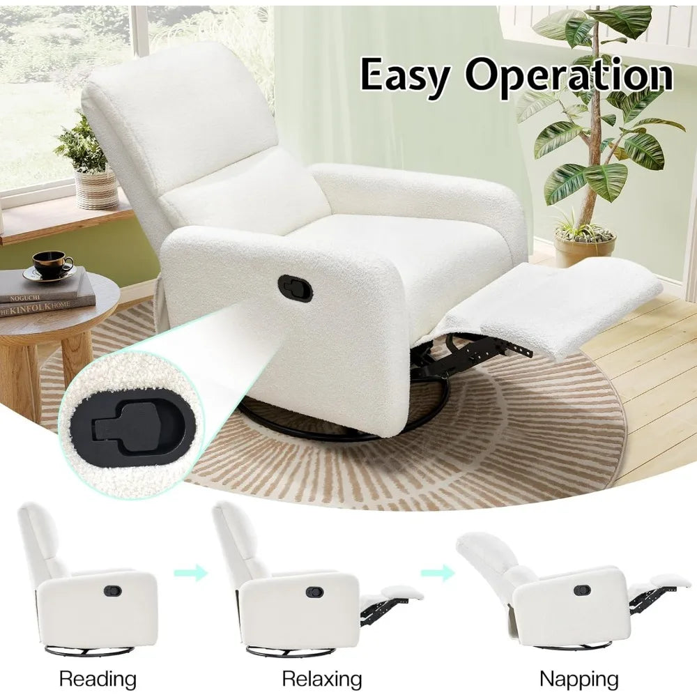 Swivel Glider Rocking Recliner Chair with Massage for Nursery and Living Room
