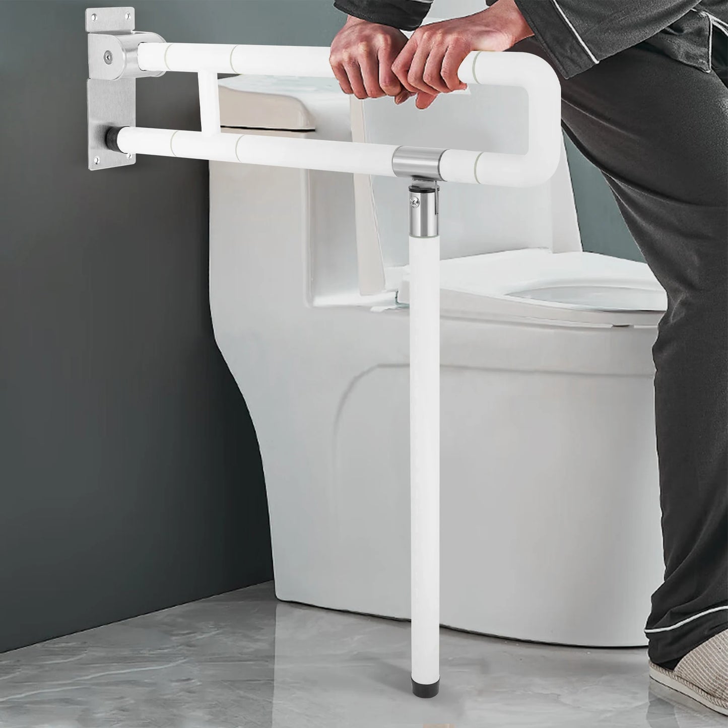 Hign-concerned Toilet Grab Bar Wall Mount Assist Foldable