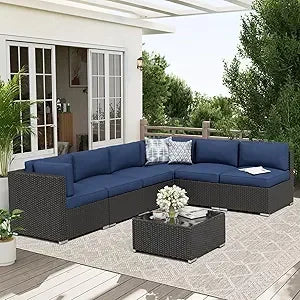 Outdoor Patio Furniture Set With Glass Top Table Cushions