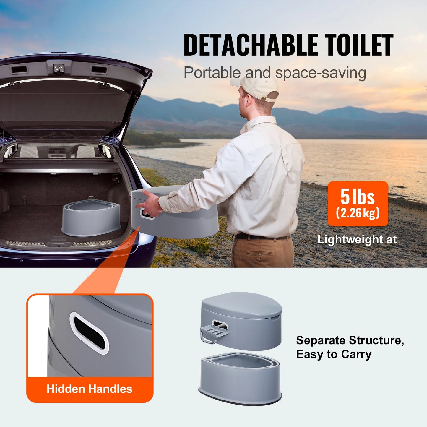 SucceBuy Portable Camping Toilet With 1.3G Detachable Inner Bucket