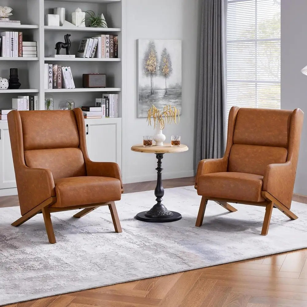 Aux Leather Armchairs Set Living Room High Backrest Recliner