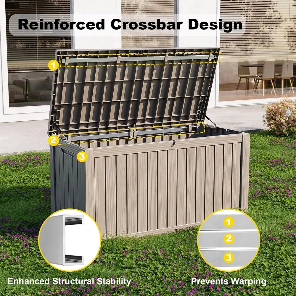 Outdoor Storage Box Lockable Resin Deck Box Reinforcement