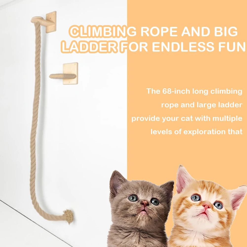 AlloetCN Wall Mounted Cat Climbing Rope Scratching Post