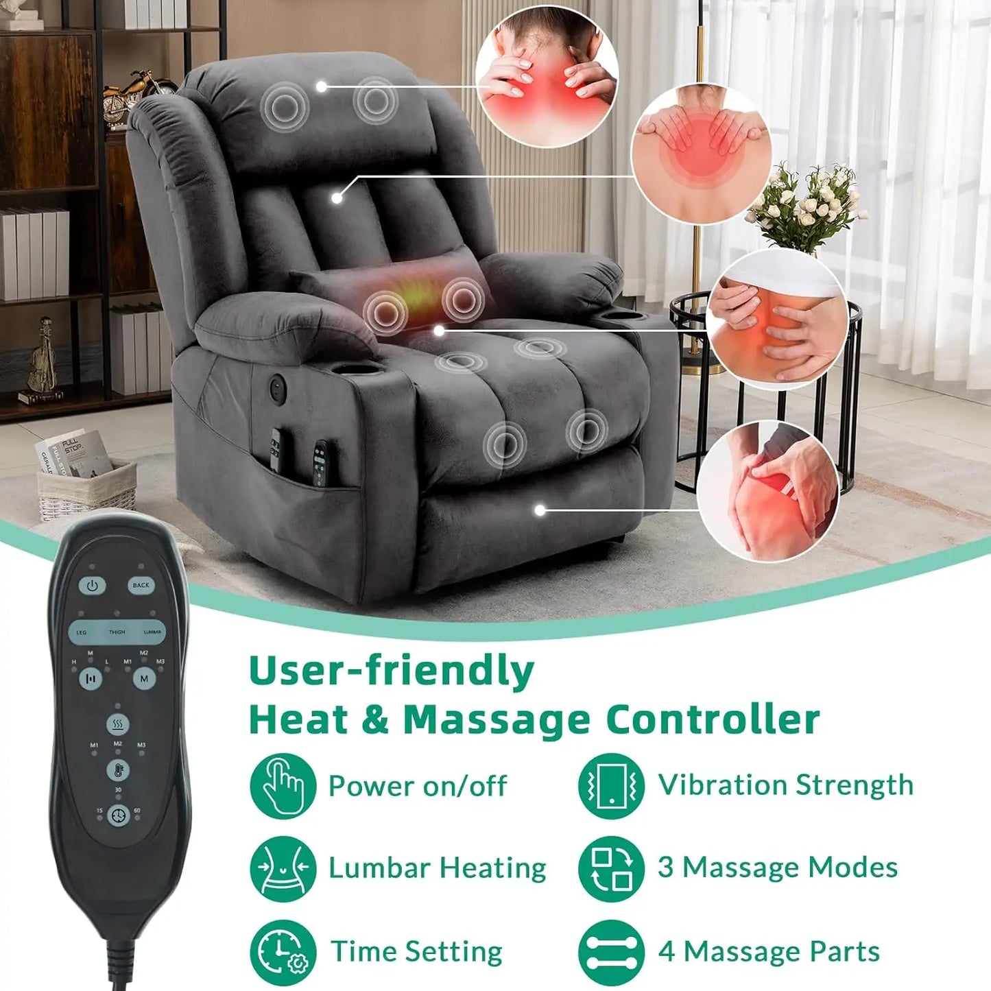 Tall Man Dual Motor Power Lift Recliner Chair With Extended Footrest