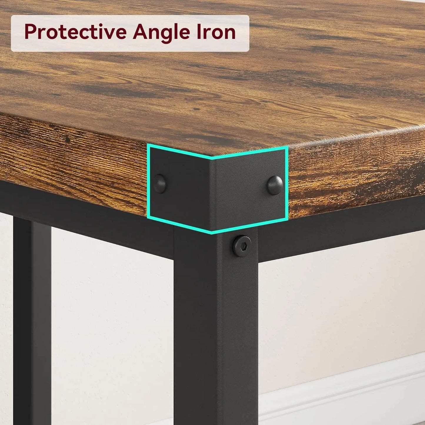 HiMISS Dining Table Set For 4 With Metalwood Benches