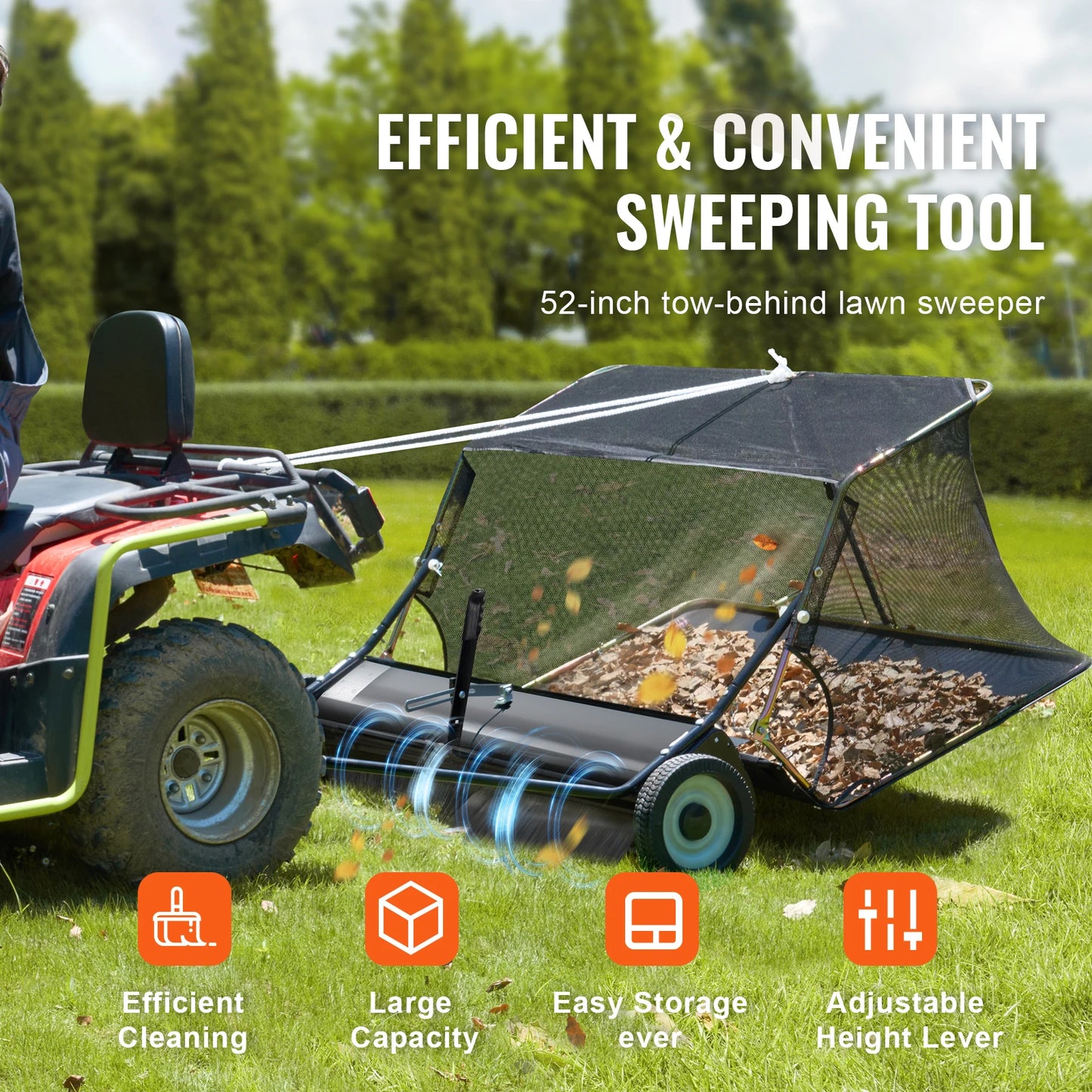 SucceBuy Lawn Sweeper Tow Behind Debris Collector Heavy