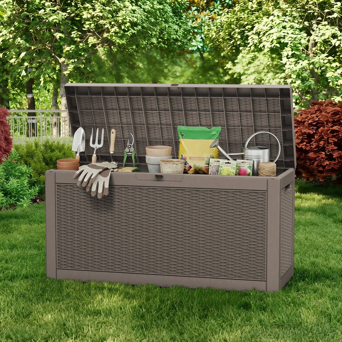 Waterproof Outdoor Resin Storage Box Lockable for Patio Furniture