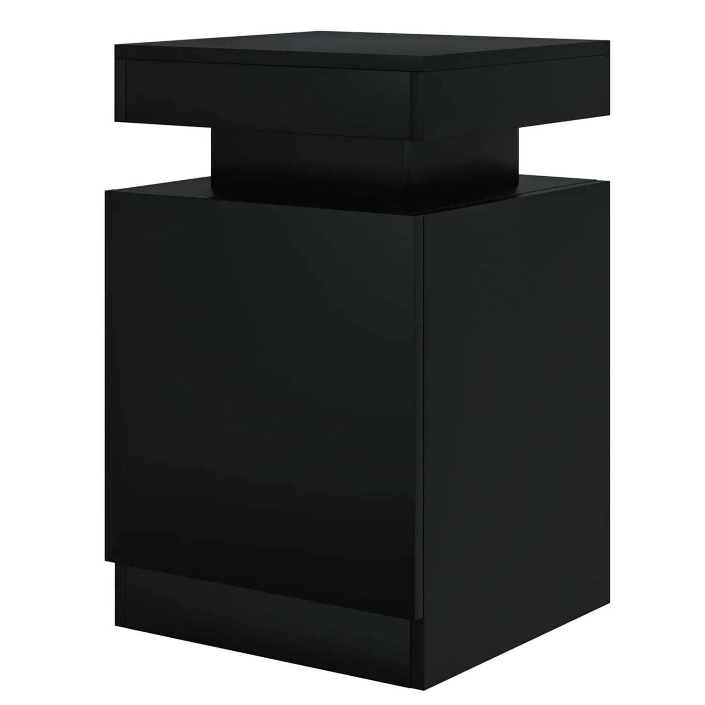 Nightstand Set Of 2 With LED Storage Cabinet Bedroom