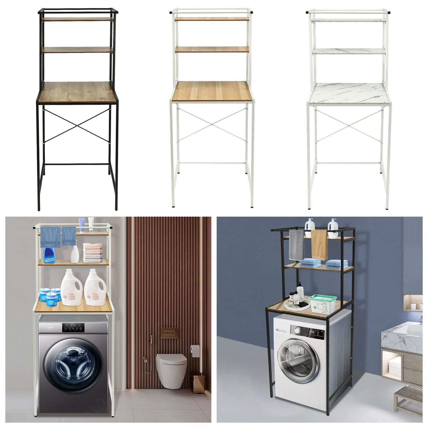 Triple Tier Washer Dryer Storage Shelf For Laundry Room