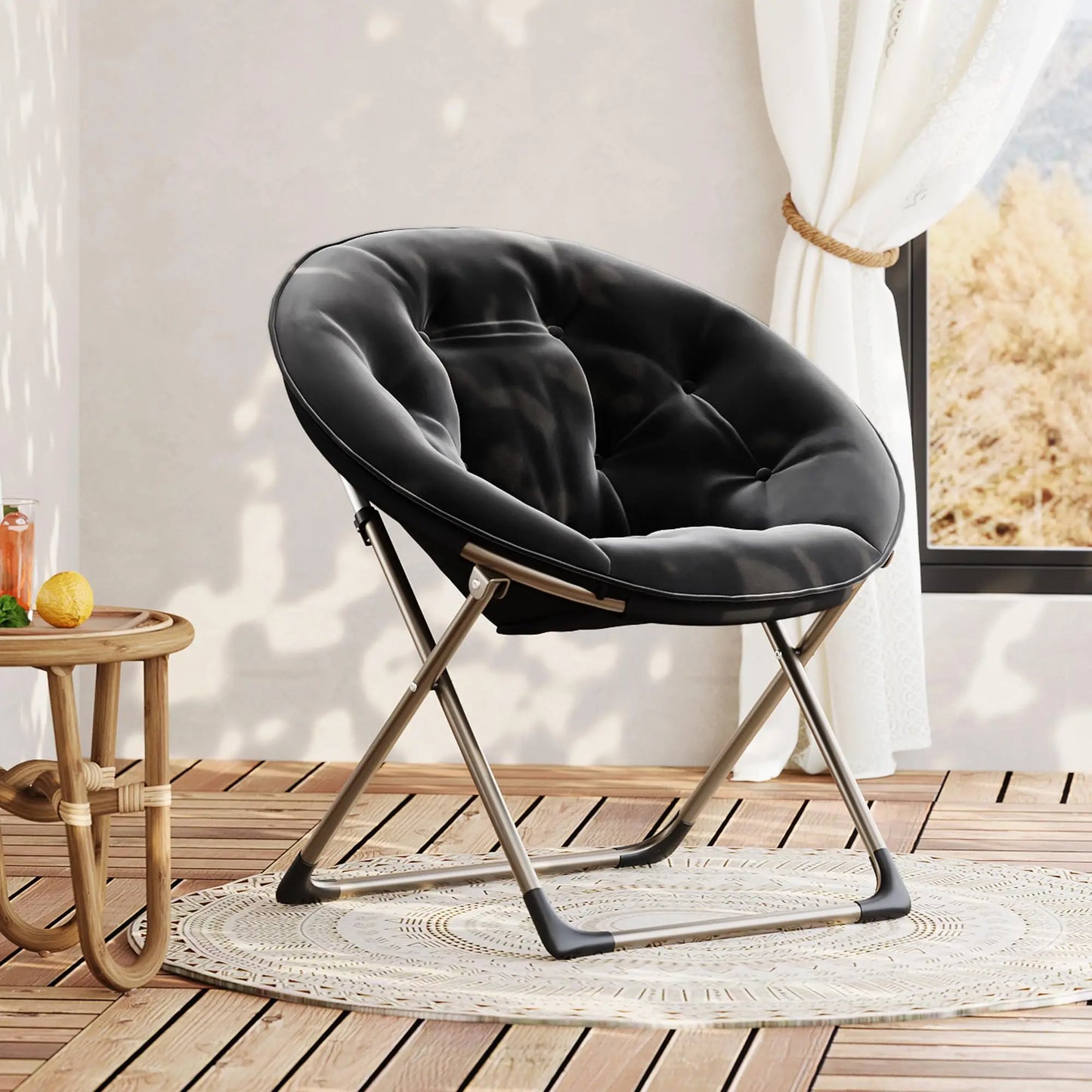 HiMISS Comfy Saucer Chair Reading Lounger With Metal Frame