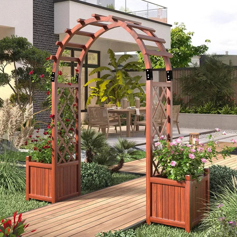 Outdoor Solid Wood Garden Arch Trellis Climbing Vines