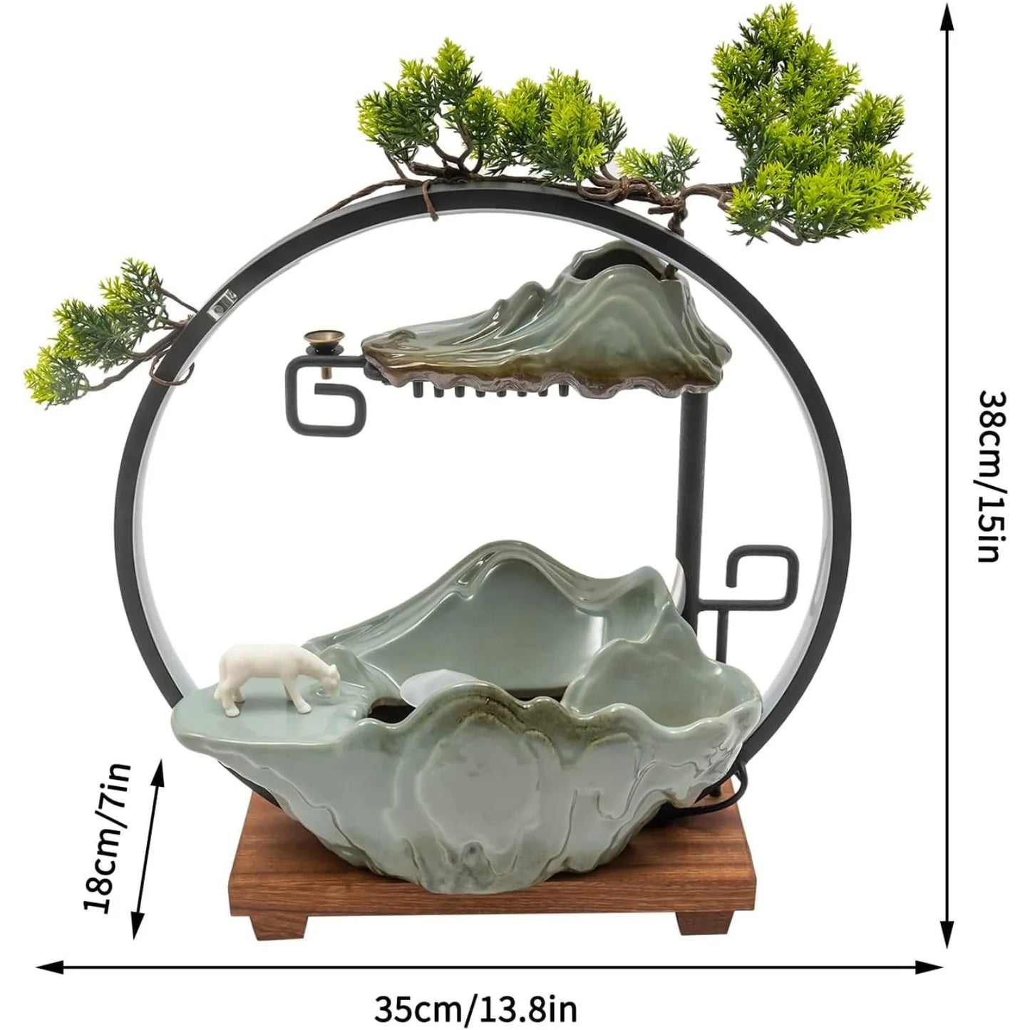 Bymaocar Tabletop Water Fountain With LED Light And Mist