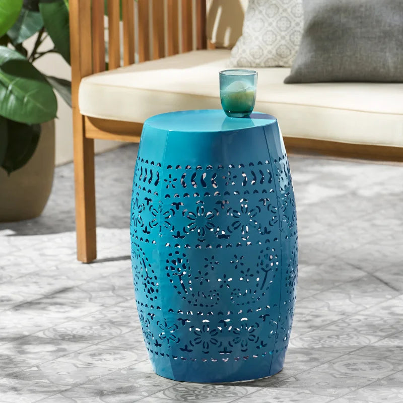 Ruby Lace Cut Metal Side Table