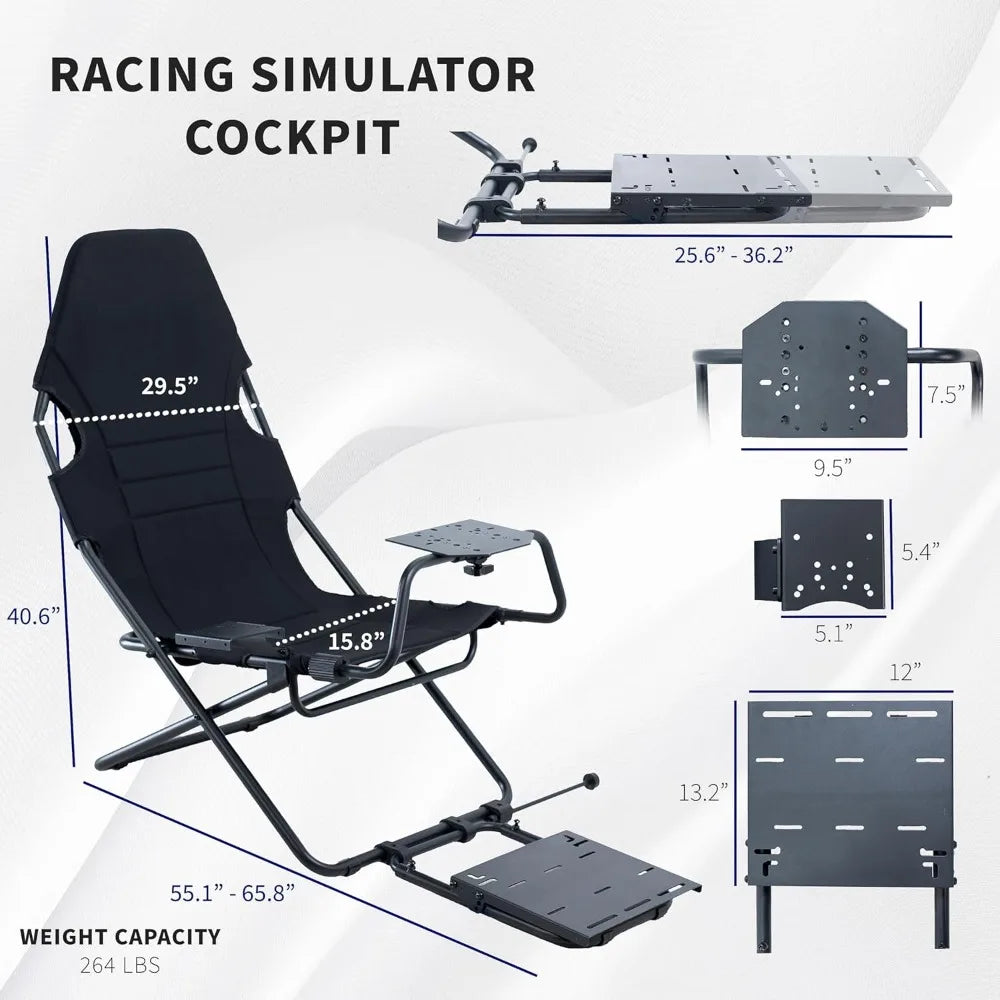 RBXCH Foldable Racing Simulator Cockpit Seat Wheel Stand