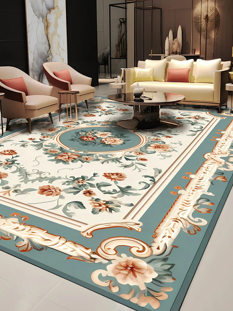 Pastoral Style Polyester Floor Rug for Living Room Bedroom