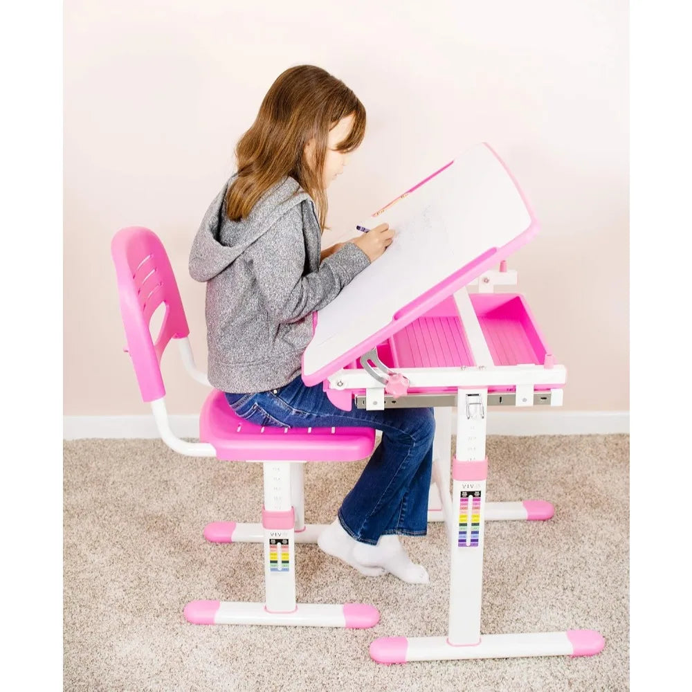 Adjustable Children Desk And Chair Learning Workstation