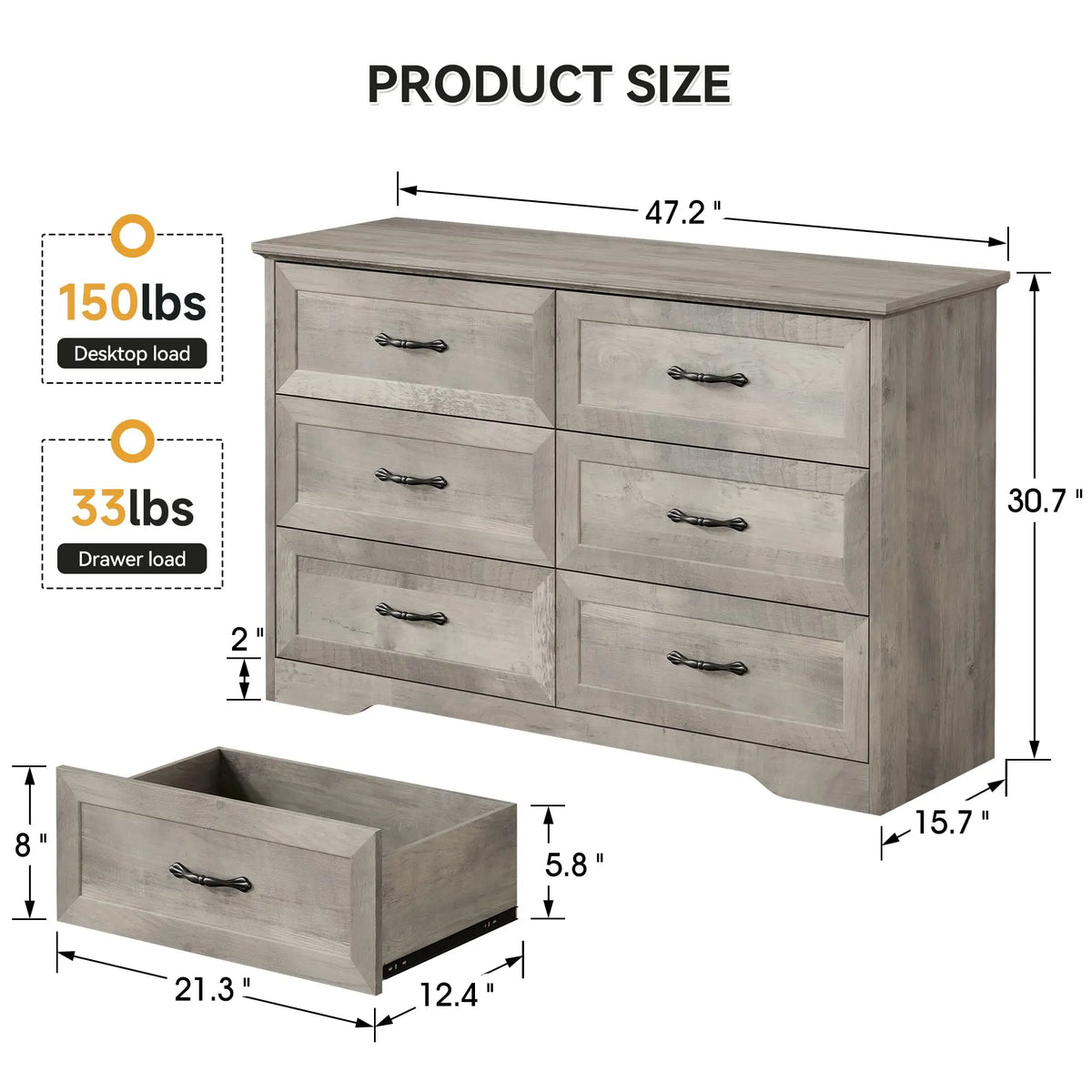 IDEALHOUSE Bedroom Dresser Chest With Drawers For Living Room