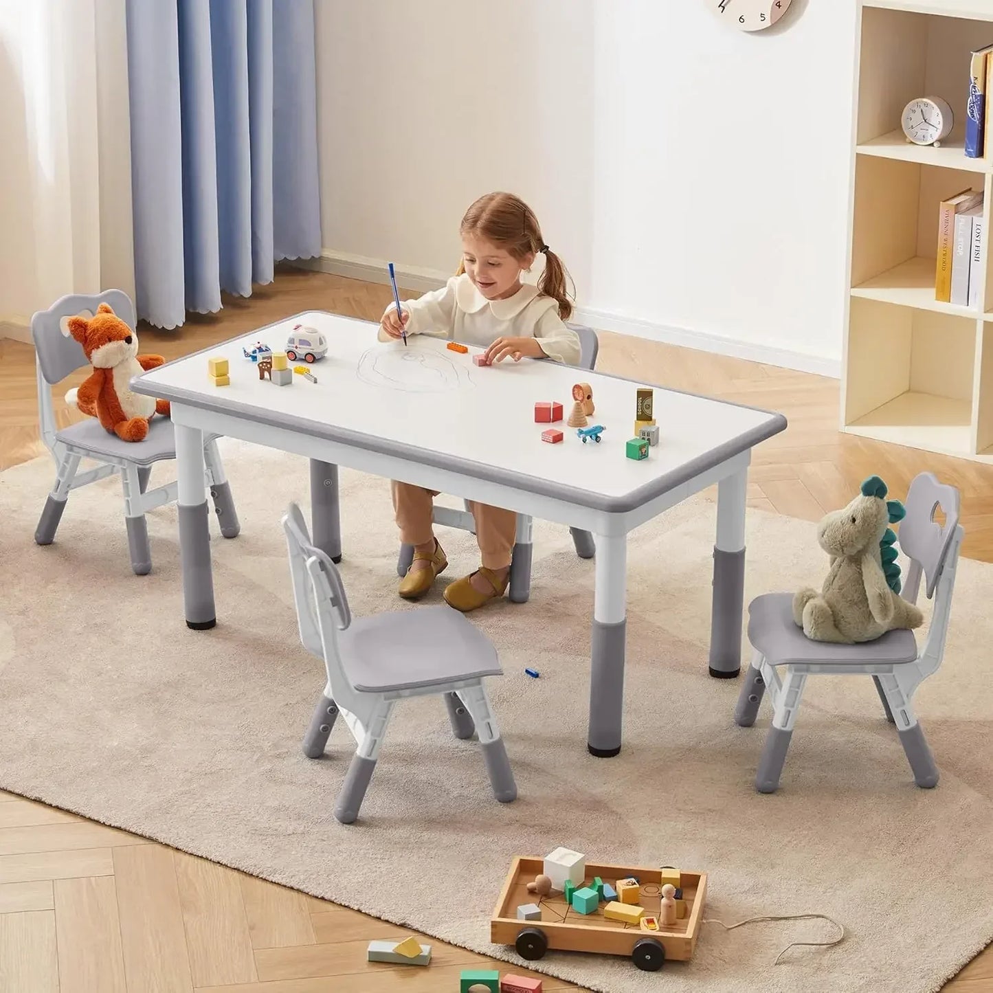 ANGDUO Durable Toddler Table And Chair Set Graffiti Desktop