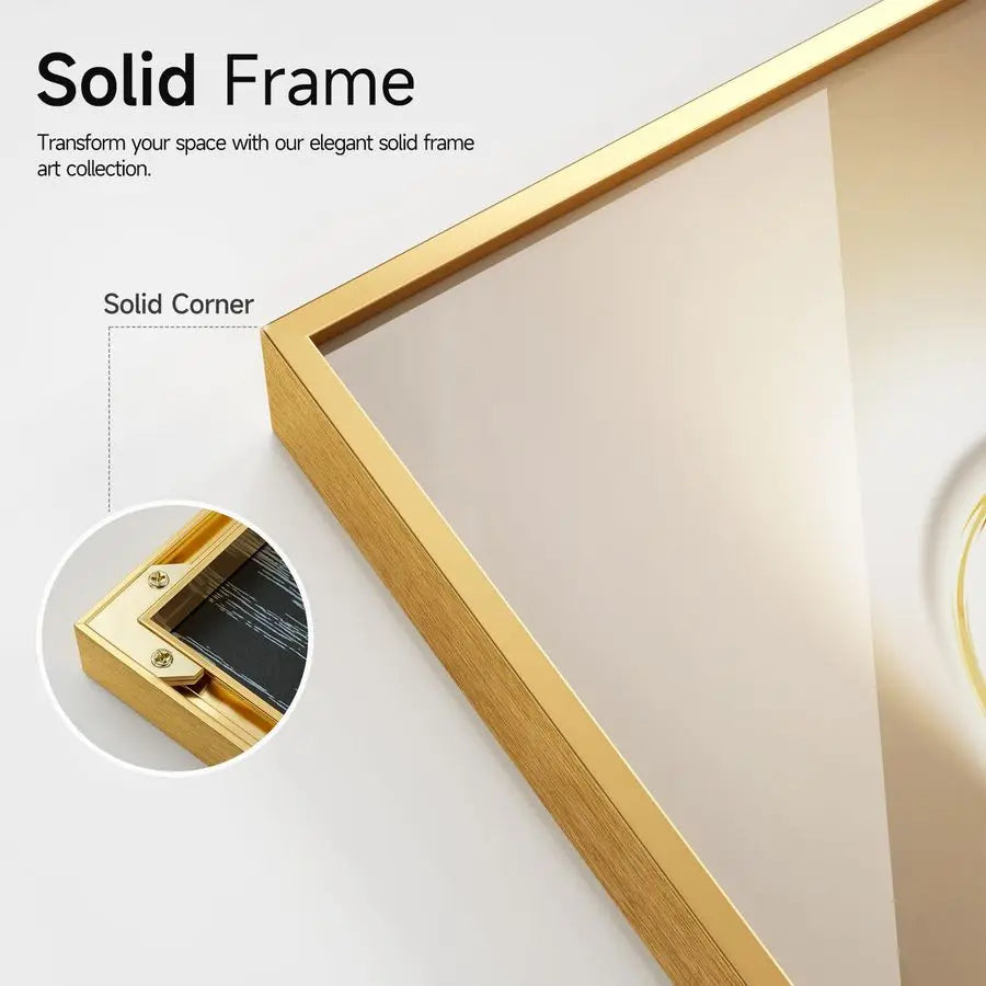 Contemporary Luxury Gold Wall Art Set of 3 Artworks