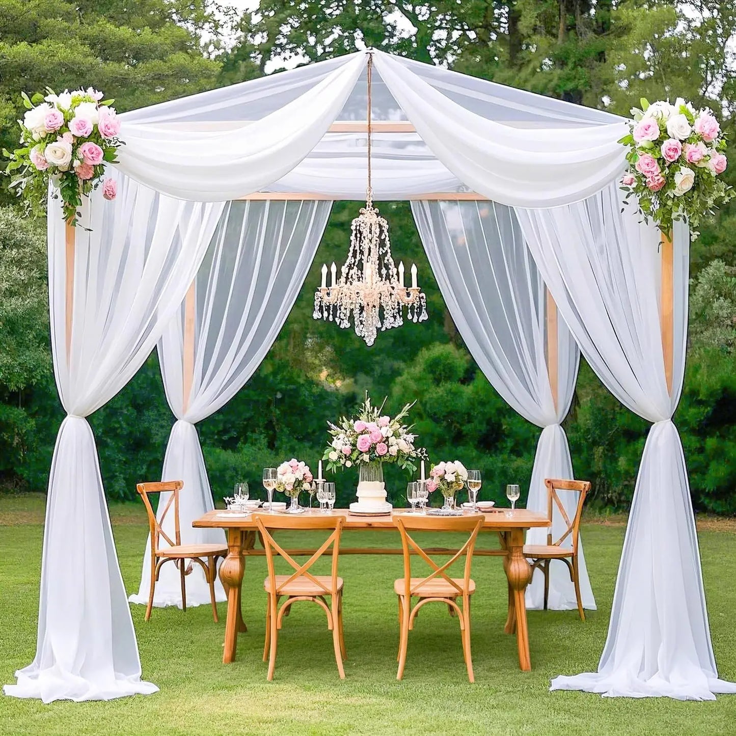 Hign-Concerned White Ceiling Drapes For Weddings 12 Panels