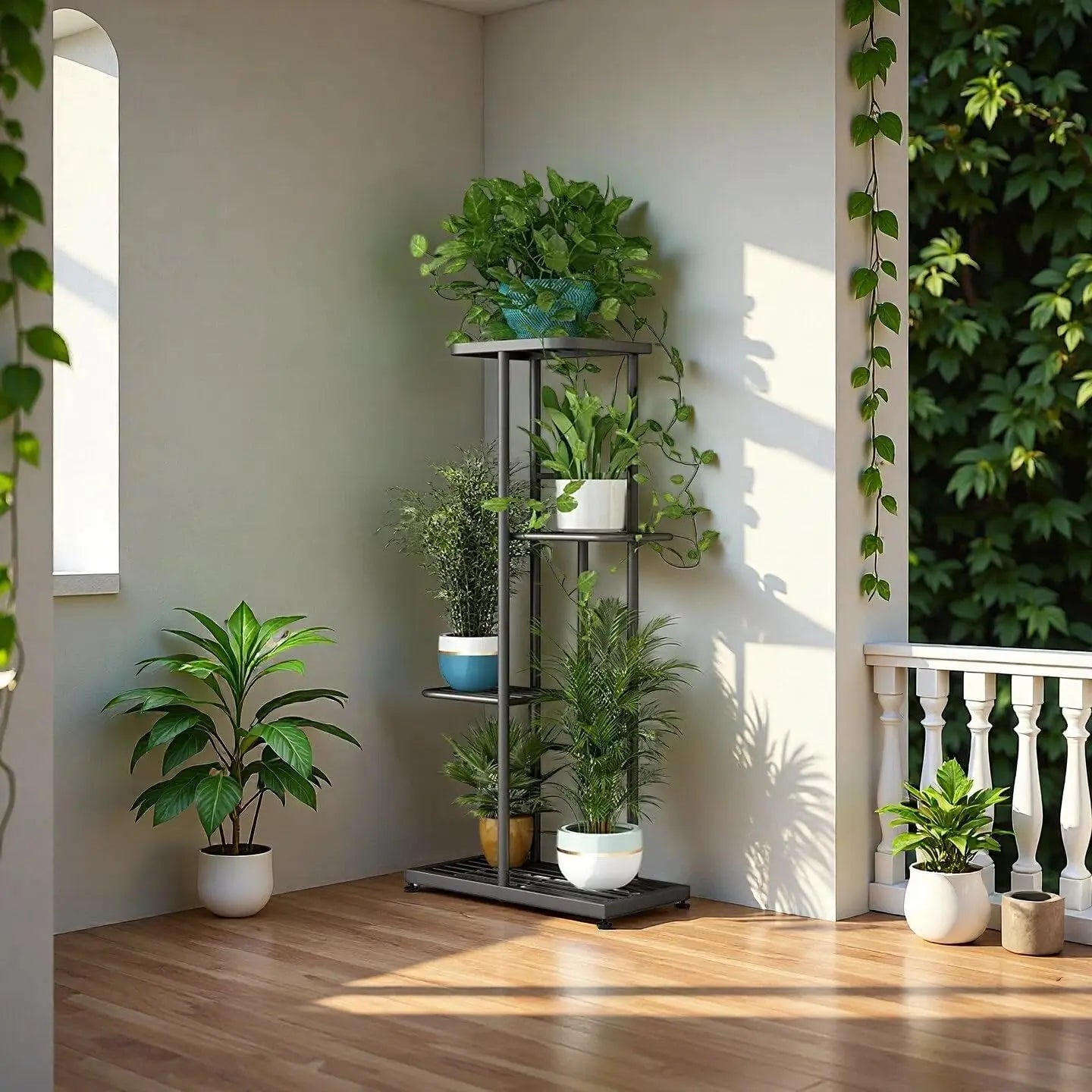 4-Tier Plant Stand Indoor Outdoor Corner Shelf Garden Patio