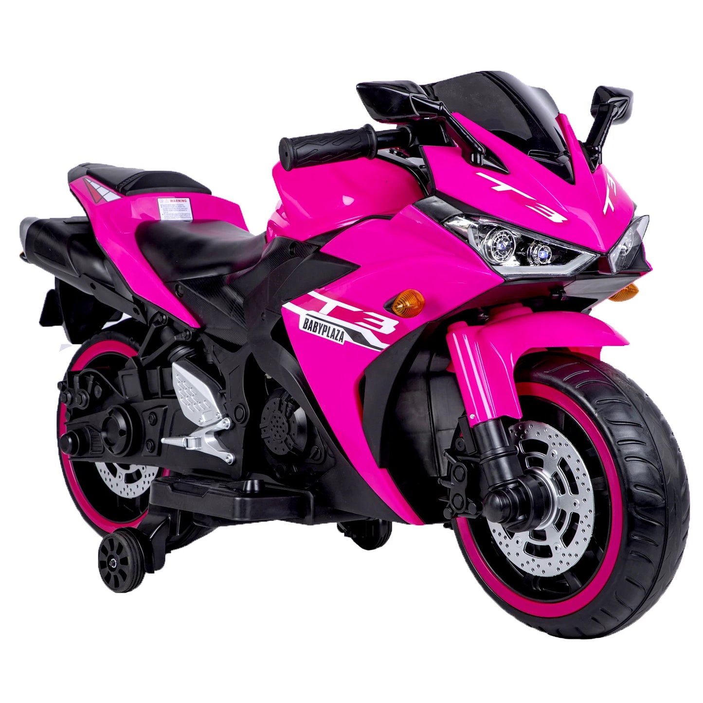 Kids Electric Motorcycle With Training Wheels Manual Throttle