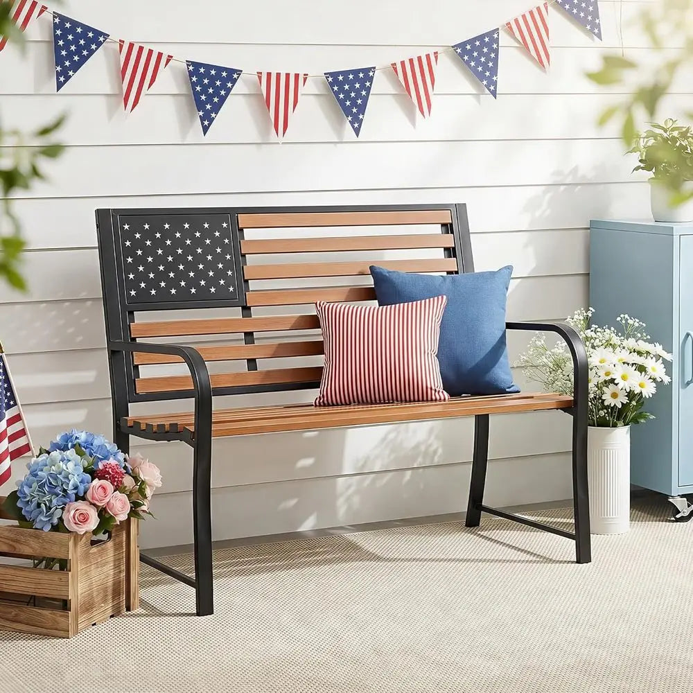 XMSJ Durable Outdoor Garden Bench Cast Iron Arch Legs