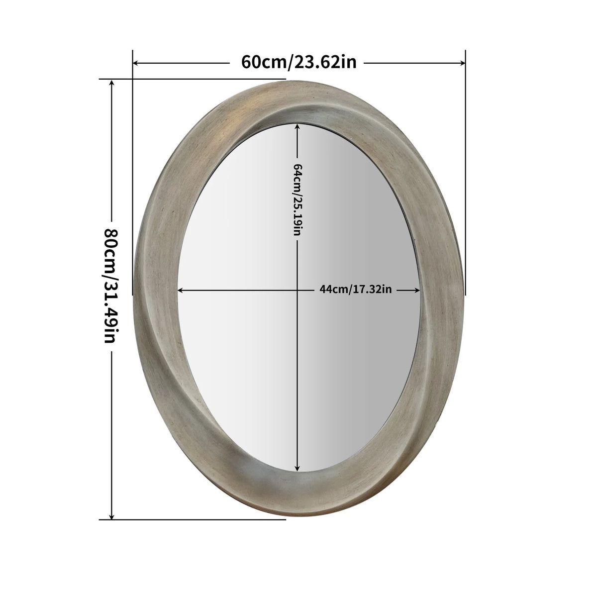 Elegant Oval Wall Mirror Featuring A Beveled Ornamental Frame