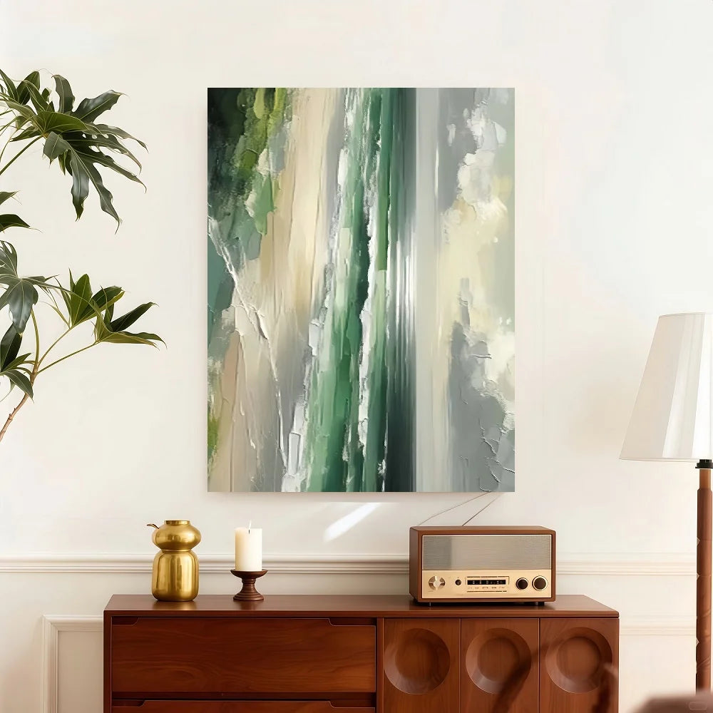 Framed Abstract Coastal Landscape Canvas Wall Art Living Room