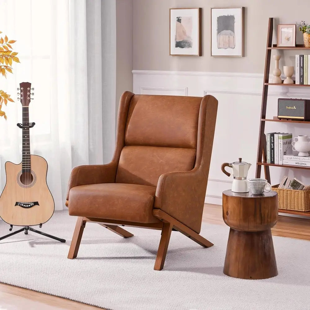 Aux Leather Armchairs Set Living Room High Backrest Recliner