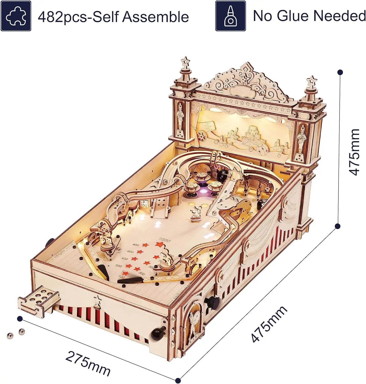 Robotime 3D Pinball Puzzle For Adults Teens Wooden Kit