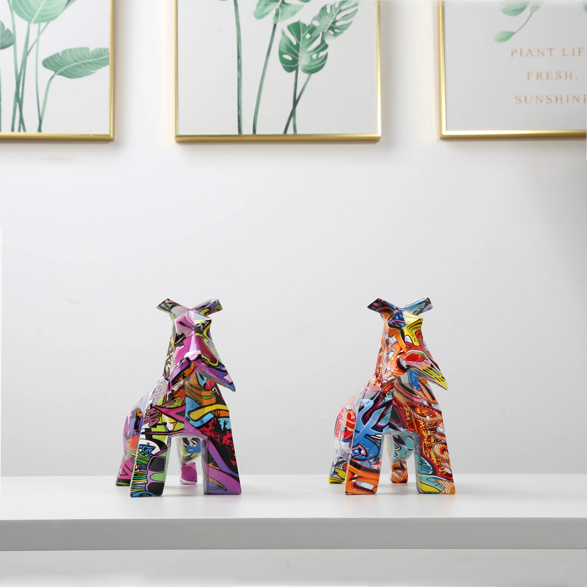 FLYuechun Ranan Resin Schnauzer Graffiti Art Home Decor Statue