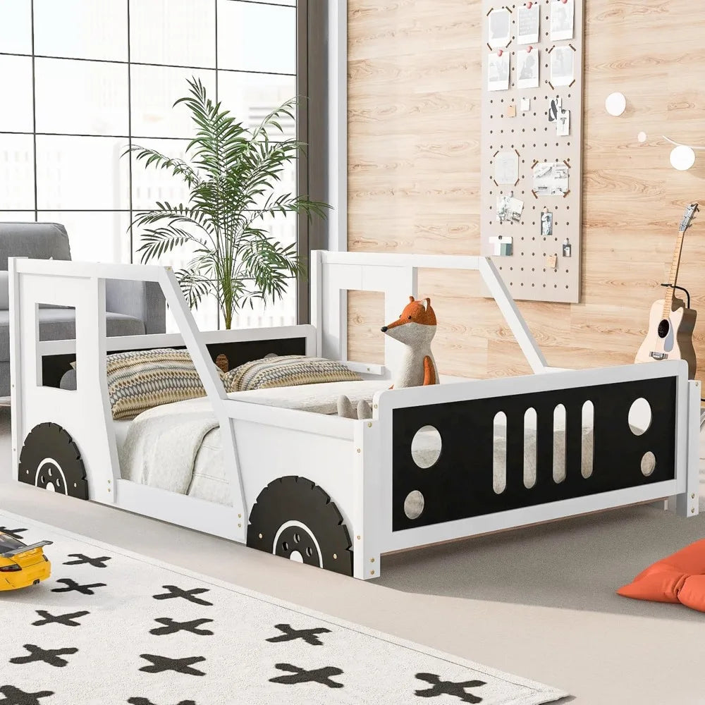 DAFIFY Car Bed Montessori Floor Bed With Fence Door