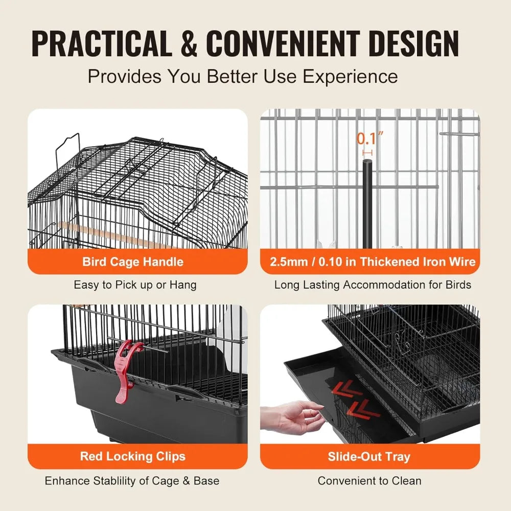 Stainless Steel Open Top Parrot Cage For Large Birds