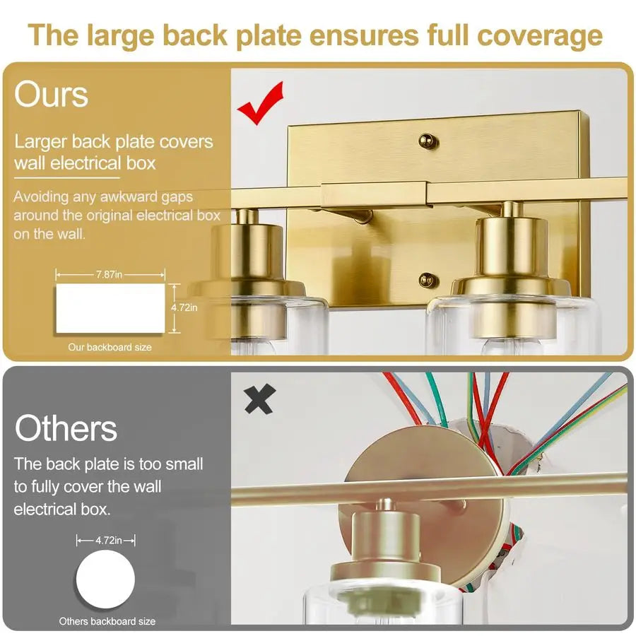 Vanity Lights With Clear Glass Shades Brushed Gold Bathroom