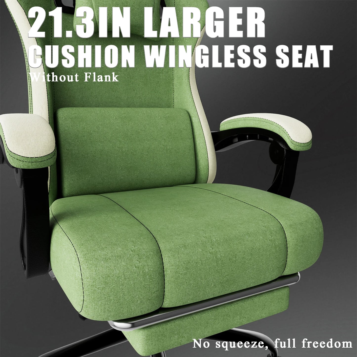 Ergonomic Gaming Chair With Pocketed Spring Cushion Footrest
