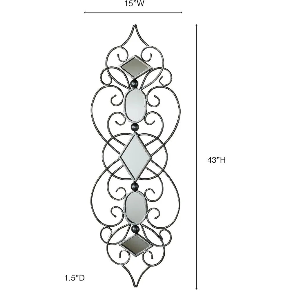 Abstract Scrollwork Mirrored Metal Wall Art Decorative Hanging Mirror