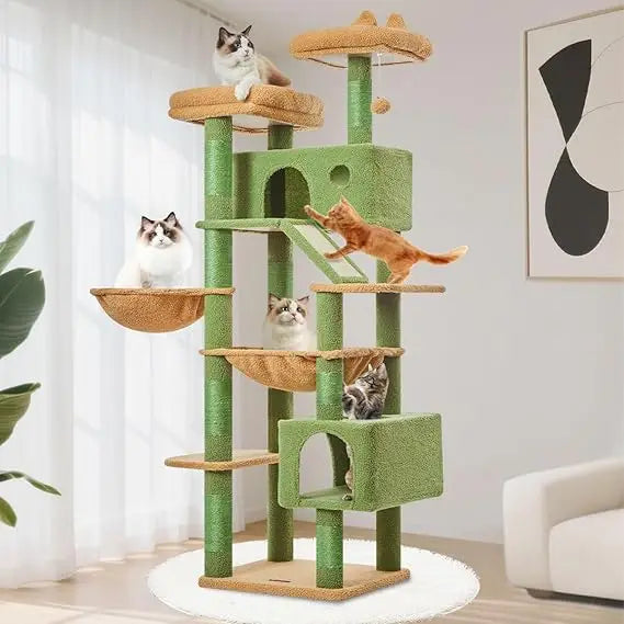 Taoqimiao 71 Inch Multi Level Cactus Cat Tree for Large Indoor Cats
