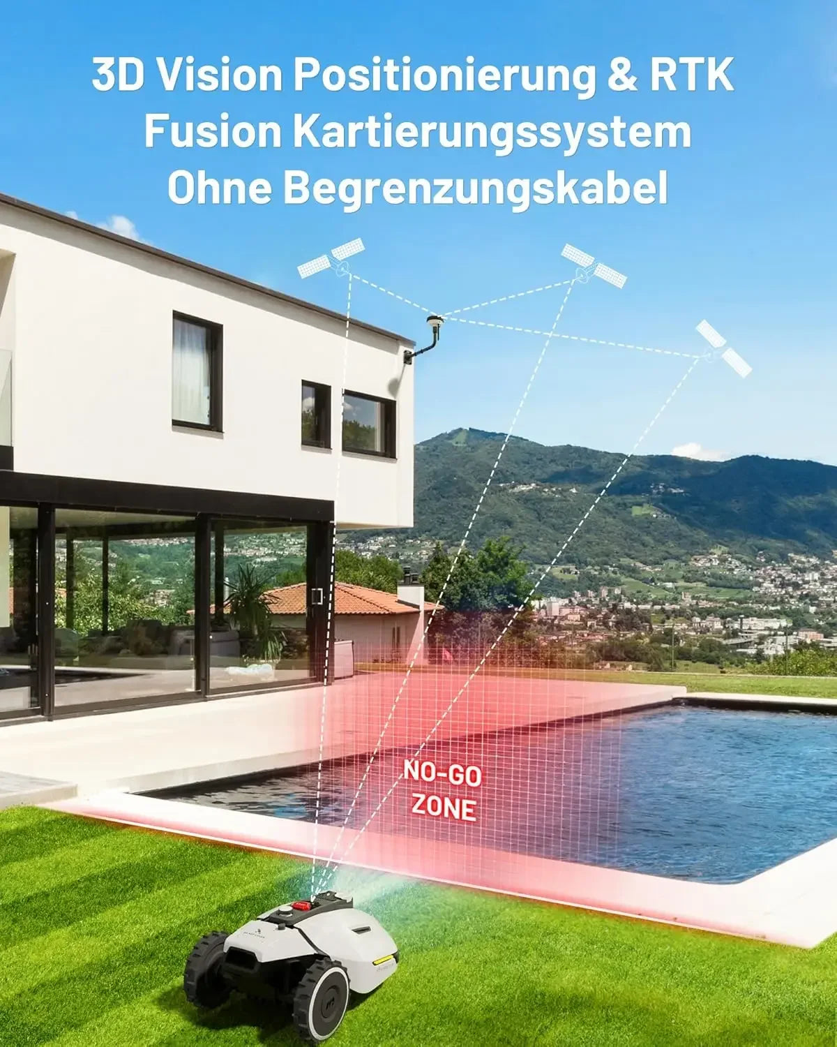 XMSJ 1500 Robot Lawn Mower With 3D Vision RTK Fusion Mapping For Slopes Up To Forty Five Percent