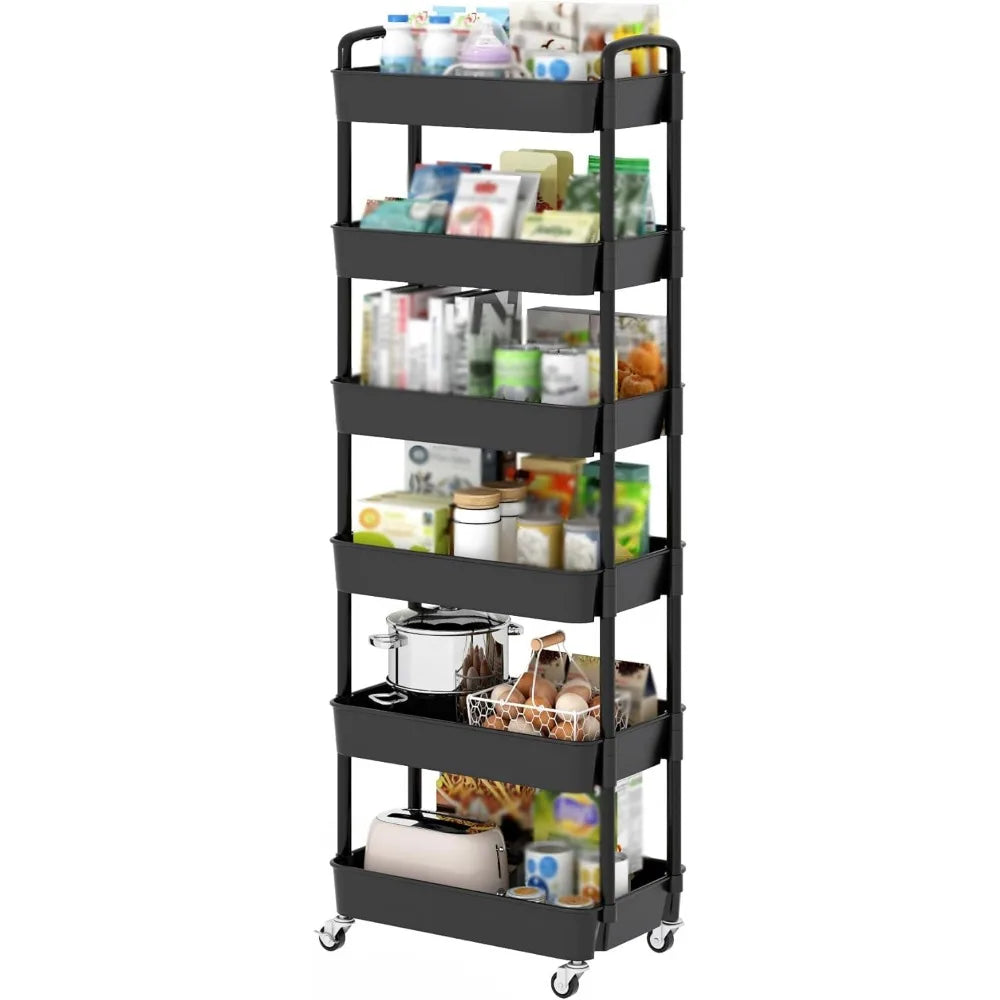 NBVCX 6 Tier Rolling Utility Cart With Handle Office Living Room Kitchen