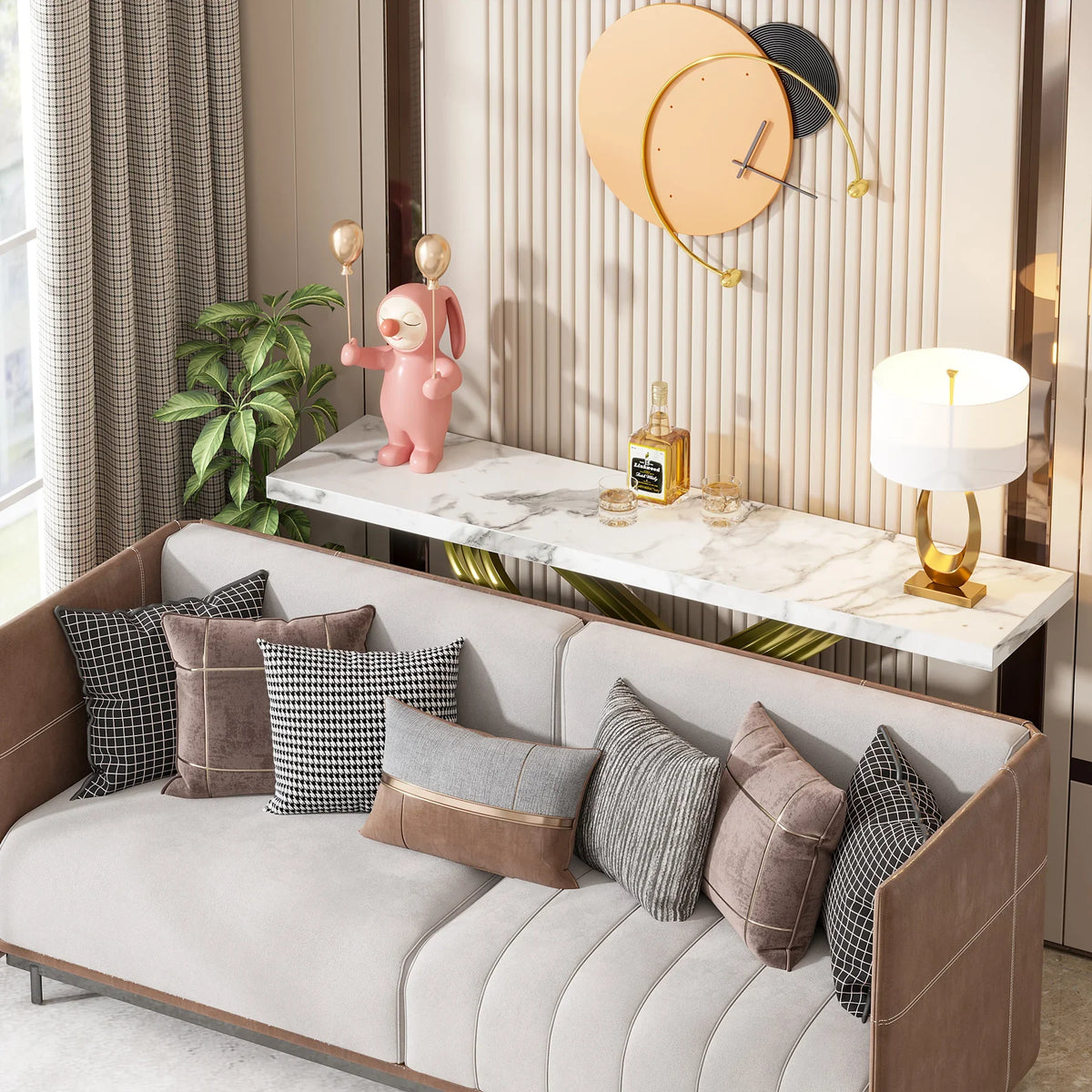 Tribesigns Modern Faux Marble Console Table for Entryway Use