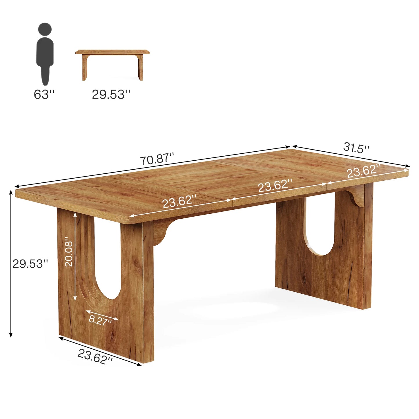 Tribesigns Modern Dining Table for 6 to 8 People with Wood Pedestal Base