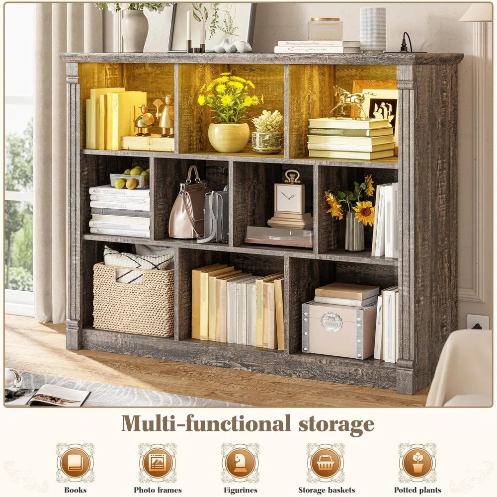 10 Cube Storage Organizer with LED Light and Charging Station for Home and Office