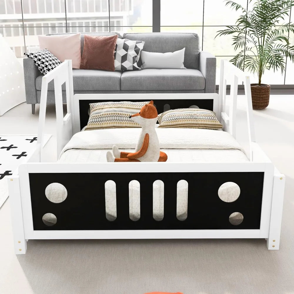 DAFIFY Car Bed Montessori Floor Bed With Fence Door